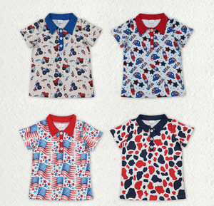 เสื้อโปโลเด็กชายแขนสั้นลายวันชาติอเมริกา 4 กรกฎาคม - Product Image 1