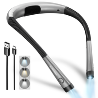 Lampe de lecture LED Glocusent USB-C rechargeable 1000 mAh, longue durée, portable, protectrice des yeux, à suspendre, flexible, pour le cou