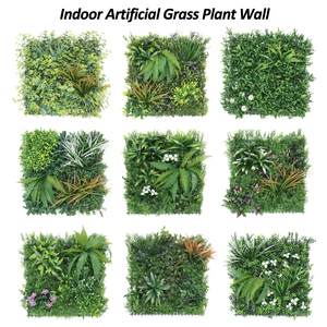 Panel de Césped Artificial Personalizado al por Mayor de 50x50cm, Panel de Pared de Hierba Verde Artificial, Hojas de Helecho, Flores de Lavanda, Jardín Vertical, Decoración Interior y Exterior - Product Image 3