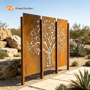 Customized Laser Cut Art Metal <b>Panels</b> Corten Steel Rectangle Garden <b>Screen</b> Rustic Orange Outdoor <b>Decor</b> Ornament Modern Nature - Product Image 5