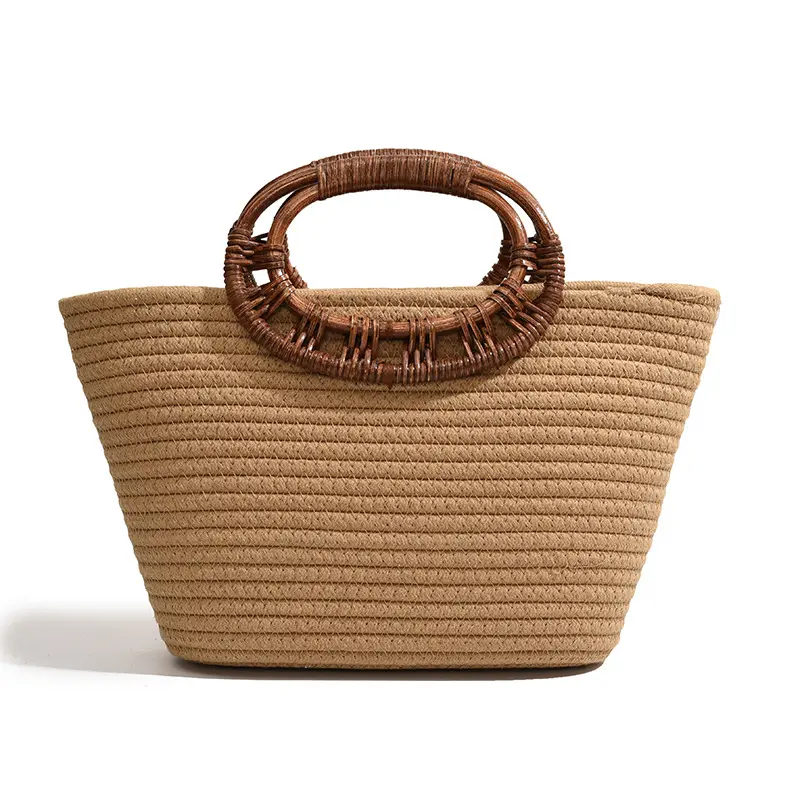 2024 fashion Large capacity Women's straw Tote bag handbag woven handle purses summer beach straw bag