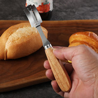 Acessórios de Panificação: Faca de Padeiro para Pão, Ferramenta para Marcar Massa de Pão de Fermentação Natural, Lâmina de Padeiro com Cabo de Carvalho e 5 Lâminas de Reposição