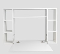 Bureau flottant mural avec étagères de rangement, bureau en bois pour ordinateur à domicile