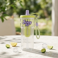 PINKAH NOUVEAU Gobelet Sportif 650ML 22OZ en Tritan Sans BPA pour Jus, Café et Boissons Froides avec Paille, Infuseur et Cordon pour Activités de Plein Air