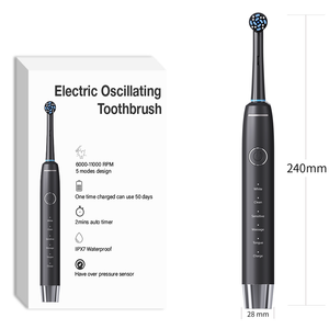 Spazzolino da Denti Rotante a 360° <span class=keywords><strong>con</strong></span> <span class=keywords><strong>Sensore</strong></span> di <span class=keywords><strong>Pressione</strong></span>, Ricarica Induttiva, Impermeabile, Ergonomico per l'Igiene Orale - Product Image 1