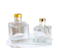 Bouteille diffuseur carrée en verre transparent avec bâtonnets en rotin, vide, pour aromathérapie, conteneur de parfum, 200ml 500ml, vente en gros