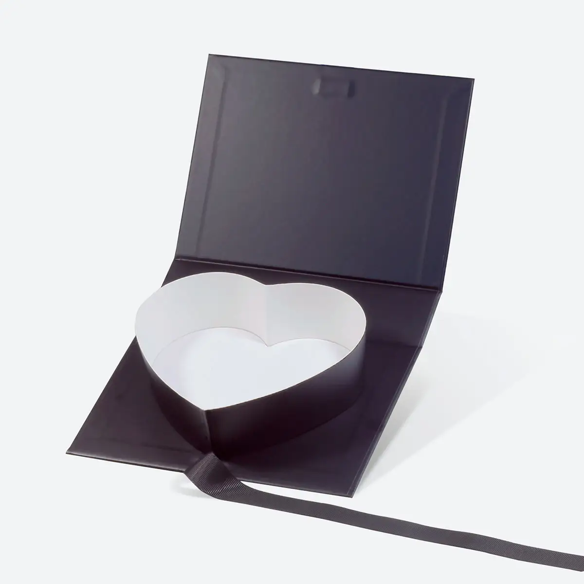 Cardboard Black Rigid Valentine's Day Treat Packaging Single Heart Shaped Present Box