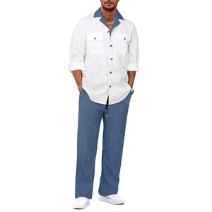 Set Estivo da <span class=keywords><strong>Uomo</strong></span> all'Ingrosso: Camicia a Maniche Lunghe e Pantaloni Slim Fit Casual per Giovani - Product Image 4
