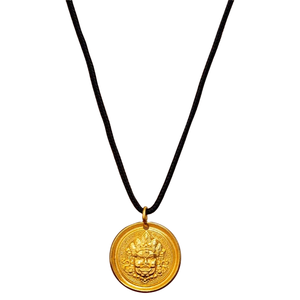 नए चीनी शैली के रेट्रो पेंडर हार प्राचीन सोने-रंगीन पीले देवता धन जातीय रूप से धार्मिक बच्चों के गहने मुख्य रूप से - Product Image 5