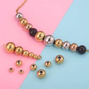 ลูกปัดสแตนเลสทรงกลมสีทองขนาด2มม. 3มม. 4มม. 5มม. 6มม. 8มม. 10มม. 12มม. ลูกปัดสเปเซอร์แบบหลวมสำหรับทำเครื่องประดับ - Product Image 4