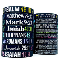 Cadeaux promotionnels, mots personnalisés, bracelet en silicone écologique avec inscription biblique inspirante de Jésus noir