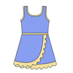 Robe GSD4133 personnalisée pour petite fille, style boutique, bleu marine uni avec bordure rouge, vente en gros, robe athlétique sans manches à volants pour bébé fille - Product Image 6