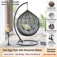 Fauteuil suspendu en rotin PE, chaise suspendue en forme d'œuf, siège de balançoire pour jardin, terrasse, salon de jardin avec coussin pour balcon, maison