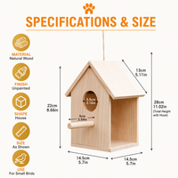 Nichoir en bois de pin naturel pour extérieur, boîte à oiseaux suspendue avec fenêtre de visualisation transparente, nichoir décoratif pour l'extérieur