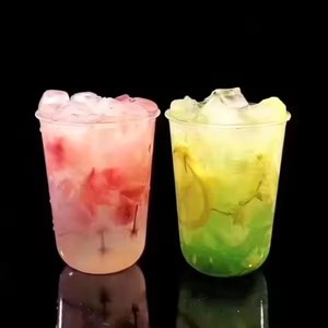 Vaso Desechable Transparente en Forma de U de 90 mm, Personalizable, con Tapas, Impresión Serigráfica, para Bebidas, Jugos, Café, 2026 - Product Image 2
