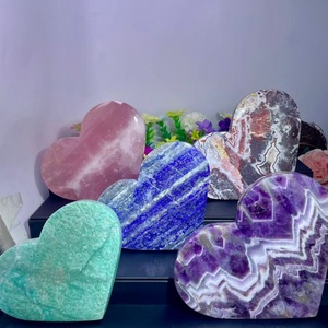 Venta al por Mayor de Piedras de Cristal Naturales Mixtas, Corazón Grande de <span class=keywords><strong>Amatista</strong></span> <span class=keywords><strong>y</strong></span> Cuarzo Rosa, para Decoración del Hogar - Product Image 1