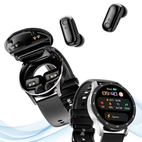 Reloj Inteligente TWS 2 en 1 con Control de Música y Frecuencia Cardíaca, Auriculares, Reloj Inteligente con Función de Llamadas por Bluetooth