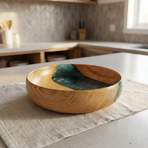 Bols de service à salade de luxe polis à la main en bois et résine, écologiques, non toxiques, jetables, pour mariage, maison, hôtel, décoration de table - Product Image 6
