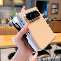 Étui magnétique pour iPhone DUO, étui de protection pliable pour iPhone, coque rigide en cuir PU, bordure électro-plaquée à double axe