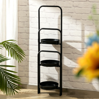 Support de pot de fleurs en métal portable simple et moderne à 3 niveaux pour l'intérieur et l'extérieur, support de présentation de plantes pour le salon et le jardin