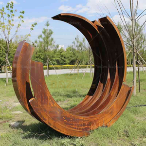 Escultura de Anillo de Acero Corten de Arte Urbano Moderno, Gran Estatua Circular de Metal Abstracta para Parques Públicos y Rediseño de Jardines de Villas - Product Image 5