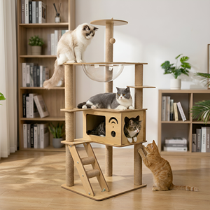 <strong>Cat</strong> Climbing Rack <strong>Cat</strong> <strong>Tree</strong> Integrated Four Seasons Universal Household Density Board Composite Board Floral Simple Style - Product Image 1
