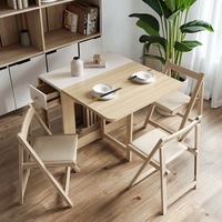 Ensemble de table à manger pliable de luxe en bois massif avec roulettes, multifonctionnel pour appartement/villa, compact, extensible, 6 places, cuisine