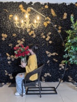 Lustre moderne noir YN pour décoration de mariage, support de sol extérieur pour toile de fond
