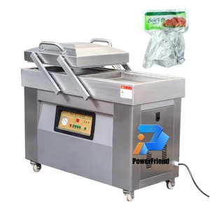 Machine à emballer <span class=keywords><strong>sous</strong></span> vide semi-automatique Powerfriend industrielle, grande, horizontale, à double <span class=keywords><strong>cloche</strong></span>, pour champignons, nouilles, cailles - Product Image 2
