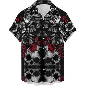 Camisa de Hombre con Botones, Manga Corta, Cuello Mao, Estampado Abstracto en Serigrafía, Logotipo Personalizado, Transpirable, ODM, Informal, para Vacaciones de Verano, Tejida - Product Image 1