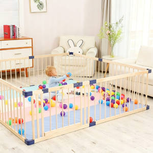 Parc de jeu multifonction en bois pour bébés et tout-petits, parc de jeu pliable en bois massif pour salon et chambre d'enfant - Product Image 2
