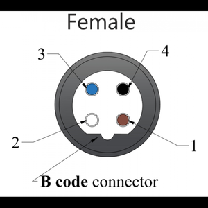 M12 a Code Angle femelle 90 degrés 4 broches 4*0.34 Mm2 blindé PUR Cable-10Mtr noir IP68 évalué 300V Contacts en alliage de cuivre Inde - Product Image 3