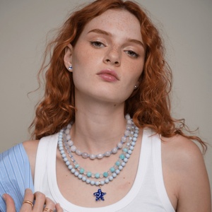 Collier pendentif étoile de mer personnalisé, <span class=keywords><strong>plaqué</strong></span> <span class=keywords><strong>or</strong></span> 18 carats, chaîne en acier inoxydable avec perles, zircon, <span class=keywords><strong>bijoux</strong></span> de créateur <span class=keywords><strong>pour</strong></span> fille - Product Image 3