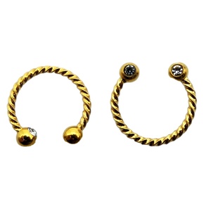 De acero inoxidable barra torcida de la broca del fruto del café herradura anillos en la nariz - Product Image 2