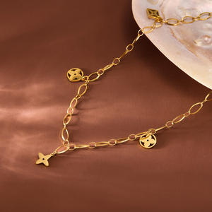 शेली x552 फैशन पंक महिला टाइटेनियम स्टील गोल्ड प्लेटेड नेकलेस और कंगन शादी का उपहार - Product Image 5