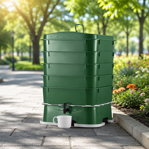Composteur à vers de terre à 5 niveaux avec <span class=keywords><strong>bec</strong></span> verseur, <span class=keywords><strong>bac</strong></span> de vermicompostage <span class=keywords><strong>empilable</strong></span> pour conteneur de compost extérieur, logo personnalisé, vente en gros - Product Image 1