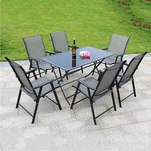OEM Outdoor salvaspazio Set di lusso pieghevole in metallo tavolo da giardino e sedia con sedia impilabile per bar ristorante - Product Image 2