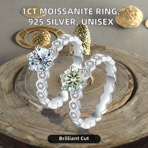 1ct Brilliant Cut Moissanite Eternity Band Tension Set 925 Sterling <b>Silver</b> Wedding <b>Ring</b> for Women <b>Men</b> - Product Image 2