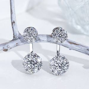 Pendientes de diamantes redondos de oro blanco de 18 quilates Messi Jewelry MSE-960 para mujer - Product Image 4