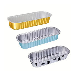 Lò vi sóng an toàn cấp thực phẩm dùng một lần hình chữ nhật nhôm lá container takeout cupcake nướng khuôn đầy màu sắc nhỏ ổ bánh mì có nắp đậy - Product Image 3