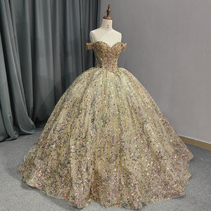 Luxe Galajurk Met Pailletten Sweetheart Quinceanera Jurk 2024 Gouden Galajurk Appliqueert Formele Baljurk 6555-1 - Product Image 1