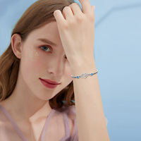 Brazalete de Plata de Ley 925 con Baño de Rodio y Corazón Infinito Personalizado de YFN Jewelry