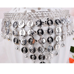Pinces à cheveux triangulaires or et argent avec pièces de monnaie suspendues, chaînes de front, <span class=keywords><strong>bijoux</strong></span> de tête pour spectacle de danse HS015 - Product Image 4