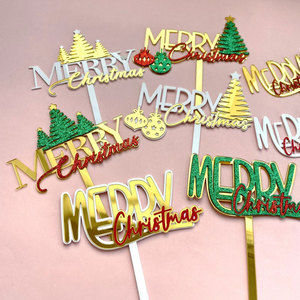 Ins phong cách vui vẻ lễ hội trang trí Giáng sinh <span class=keywords><strong>b</strong></span>ánh PlugIns giáng sinh vui vẻ phông chữ đôi Acrylic <span class=keywords><strong>b</strong></span>ánh Topper - Product Image 2