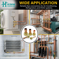 Sambungan Pipa Tembaga dengan Mur Kuningan, Adaptor Konektor Refrigerasi AC 1/4 3/8 1/2 5/8 3/4 Inci untuk Pendingin Udara HVAC
