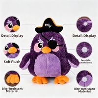 Jouet pour chien en peluche écologique, mignon et classique, avec couineur, design pingouin pirate marin, doux et durable, pour chiots, violet, rose, turquoise