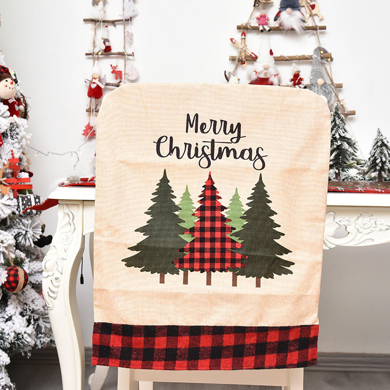 Imitation linen Christmas tree chair cover