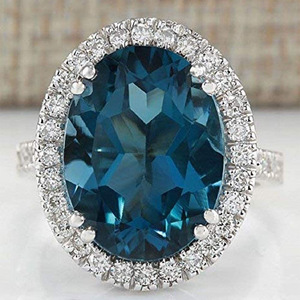 Anello con design ovale blu pavone, anello classico da donna - Product Image 2