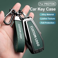 Étui pour clé de voiture en alliage de zinc et cuir pour Proton L3 L5 X50 X70, coque de clé de voiture à protection intégrale de qualité supérieure avec boucle