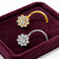 Gaby 1 pièce Anneau de piercing pour le nez en titane ASTM-F136 avec zircone cubique, bijou corporel tendance 20G pour femme